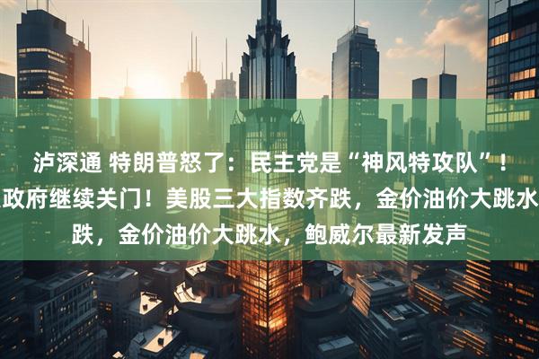 泸深通 特朗普怒了：民主党是“神风特攻队”！票数还是不够，美政府继续关门！美股三大指数齐跌，金价油价大跳水，鲍威尔最新发声